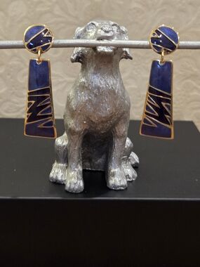 Edgar Berebi Blue & Purple Enamel Drop Earrings with Gold Accents